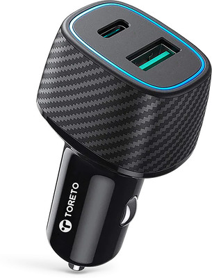Toreto 69 W Qualcomm 3.0 Turbo Car Charger(Black, With USB Cable)