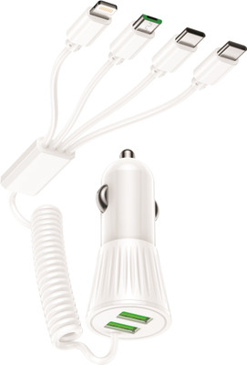 RPMSD 40.8 W Qualcomm 3.0 Turbo Car Charger(White, With USB Cable)