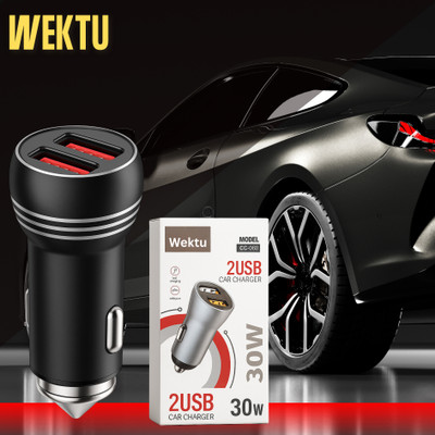 WEKTU 4.8 Amp Turbo Car Charger(Black)
