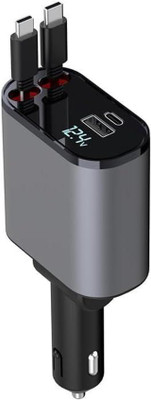 Kizzy 120 W Qualcomm Certified Turbo Car Charger(Black, With USB Cable)