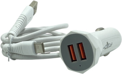 Three Arrows 3.4 Amp Turbo Car Charger(White, With USB Cable)