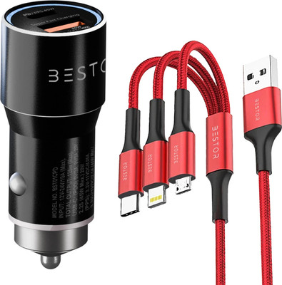 Bestor 125 W Qualcomm 3.0 Turbo Car Charger(Black, With USB Cable)