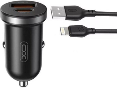 Xo professional 30 W Qualcomm Certified Turbo Car Charger(Black, With USB Cable)