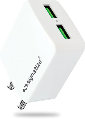 SIGNATIZE 3.4 Amp Turbo Car Charger(White, With USB Cable)
