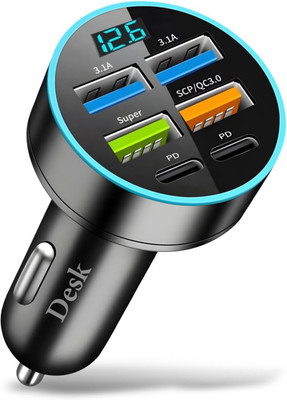 Desk 24 W Qualcomm Certified Turbo Car Charger(Black)