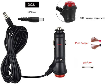 VAHISSH LIFE INC Plug Car Cigarette Lighter 1.5 Mtr 3A Fuse & LED Indicator Switch ON/OFF DC Connector Car Cigarette Lighter(1)