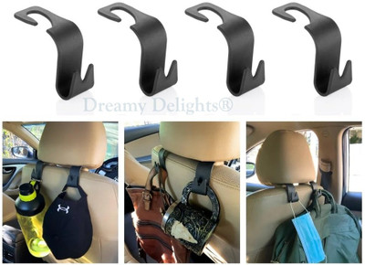 Dreamy Delights Car Backseat Headrest Hanger (4 Pcs Set) Car Coat Hanger