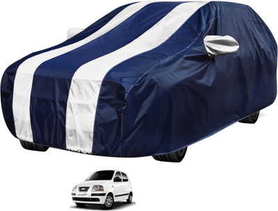 Auto Hub Car Cover For Hyundai Santro Xing (With Mirror Pockets)(Blue, White)