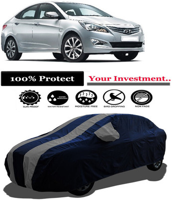 Amexride Car Cover For Hyundai Verna 1.6 VTVT S (With Mirror Pockets)(Grey)