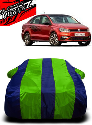 J S R Car Cover For Volkswagen Vento (With Mirror Pockets)(Green, Blue)