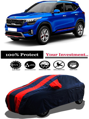 Amexride Car Cover For Kia Seltos GTK Petrol (With Mirror Pockets)(Red)