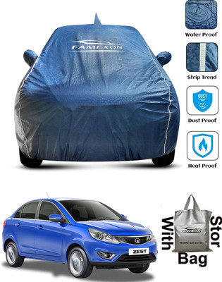 FAMEXON Car Cover For Tata Zest (With Mirror Pockets)(Blue)
