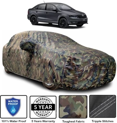 KushRoad Car Cover For Skoda Rapid (With Mirror Pockets)(Green)