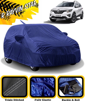 R Rayvin Star Car Cover For Renault Triber (With Mirror Pockets)(Blue)