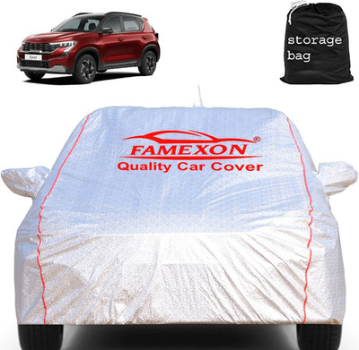 FAMEXON Car Cover For Kia Sonet (With Mirror Pockets)(Silver)