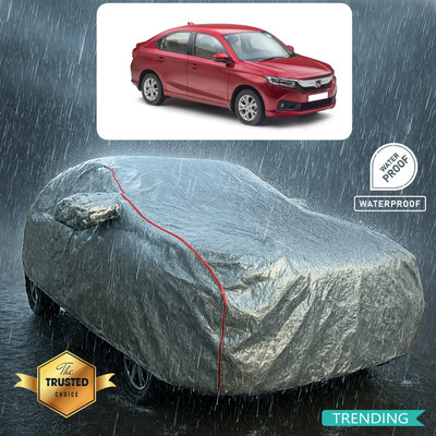 PAGORA Car Cover For Honda Amaze VX i-DTEC (With Mirror Pockets)(Silver, Red)