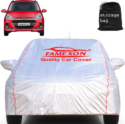 FAMEXON Car Cover For Hyundai Grand i10, Grand i10 Magna (With Mirror Pockets)(Silver)