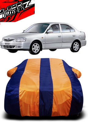 J S R Car Cover For Hyundai Accent 1.6i (With Mirror Pockets)(Orange, Blue)