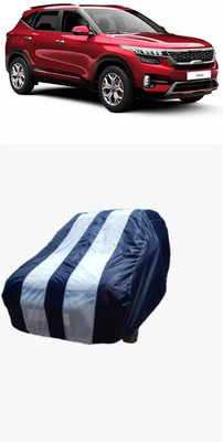 ATBROTHERS Car Cover For Kia Seltos GTX Plus 1.4 (Without Mirror Pockets)(White, Blue)