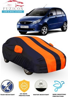 FUZICON Car Cover For Tata Indica Vista (With Mirror Pockets)(Orange, Blue)