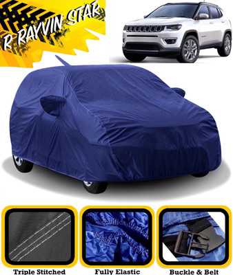R Rayvin Star Car Cover For Jeep Compass (With Mirror Pockets)(Blue)