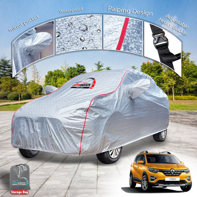 AUTOCOZEN Car Cover For Renault Triber (With Mirror Pockets)(Silver)