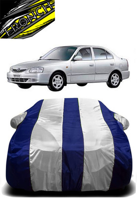FRONCH Car Cover For Hyundai Accent 1.6i (With Mirror Pockets)(White, Blue)