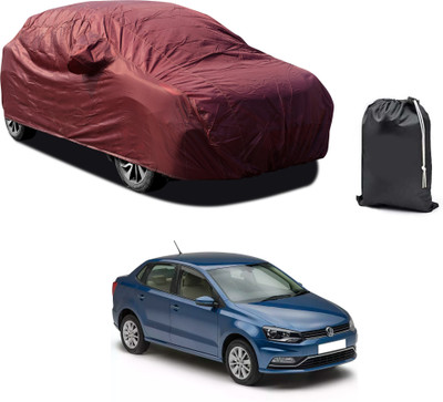 PAGORA Car Cover For Volkswagen Ameo (With Mirror Pockets)(Maroon)