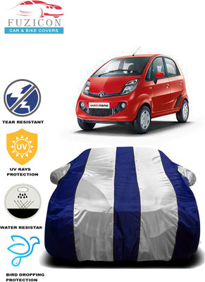 FUZICON Car Cover For Tata Nano Genx (With Mirror Pockets)(White, Blue)