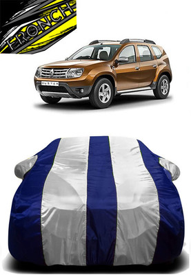 FRONCH Car Cover For Renault Duster (With Mirror Pockets)(White, Blue)