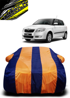 FRONCH Car Cover For Skoda Fabia (With Mirror Pockets)(Orange, Blue)