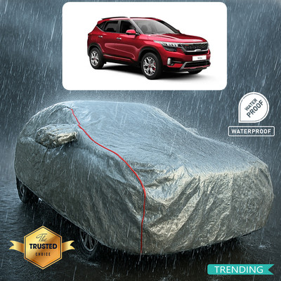 PAGORA Car Cover For Kia Seltos GTK 1.4 (With Mirror Pockets)(Silver, Red)