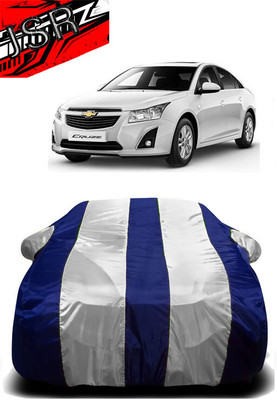 J S R Car Cover For Chevrolet Cruze (With Mirror Pockets)(White, Blue)