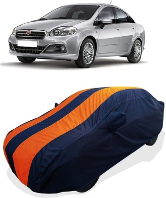 Coxtor Car Cover For Fiat Linea Power Up 1.3 Active Diesel (With Mirror Pockets)(Orange)