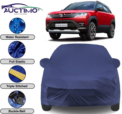AUCTIMO Car Cover For Maruti Suzuki Brezza (With Mirror Pockets)(Blue)