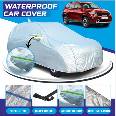 Whipone Car Cover For Kia Sonet (With Mirror Pockets)(Silver, For 2020, 2021, 2022, 2023, 2024, 2025 Models)