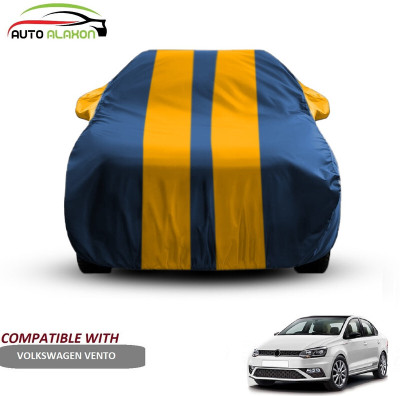 AUTO ALAXON Car Cover For Volkswagen Vento (With Mirror Pockets)(Blue, Yellow)