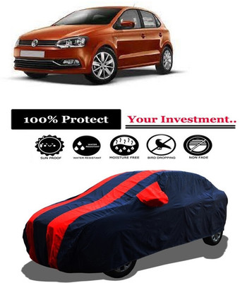 Amexride Car Cover For Volkswagen Polo 1.5 TDI Trendline Diesel (With Mirror Pockets)(Red)
