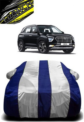 FRONCH Car Cover For Kia Seltos GTK 1.4 (With Mirror Pockets)(White, Blue)