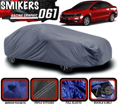 SMIKERS Car Cover For Skoda Rapid (With Mirror Pockets)(Grey)
