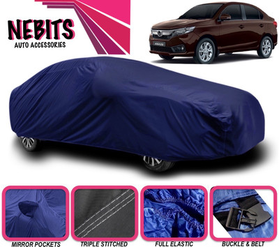 NEBITS Car Cover For Honda Amaze (With Mirror Pockets)(Blue)