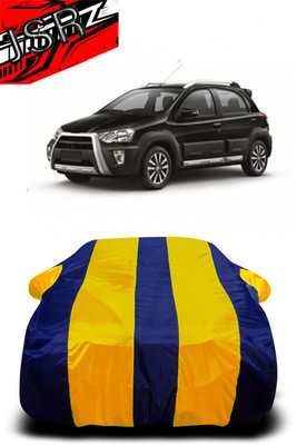 J S R Car Cover For Toyota Etios Cross 1.4L VD (With Mirror Pockets)(Yellow, Blue)