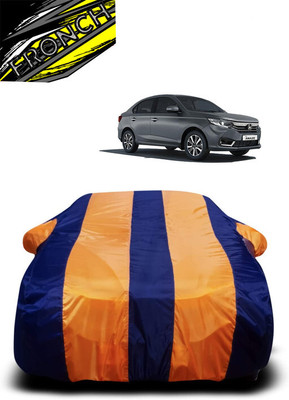 FRONCH Car Cover For Honda Amaze VX i-DTEC (With Mirror Pockets)(Orange, Blue)
