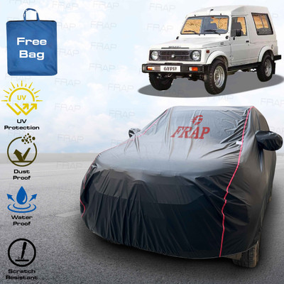 Frap Car Cover For Maruti Suzuki Gypsy, Gypsy 1000 (With Mirror Pockets)(Black, Red)