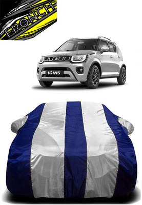 FRONCH Car Cover For Maruti Suzuki Ignis (With Mirror Pockets)(White, Blue)