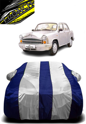 FRONCH Car Cover For HM Ambassador (With Mirror Pockets)(White, Blue)