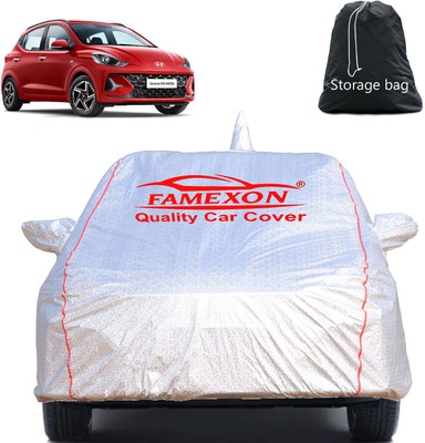 FAMEXON Car Cover For Hyundai Grand i10 (With Mirror Pockets)(Silver)