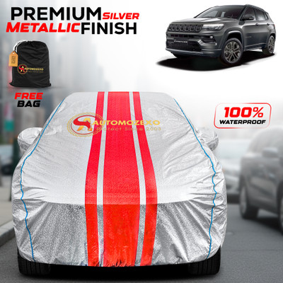 AUTOMOZEXO Car Cover For Jeep Compass (With Mirror Pockets)(Silver)