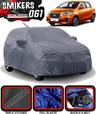 SMIKERS Car Cover For Datsun Go (With Mirror Pockets)(Grey)