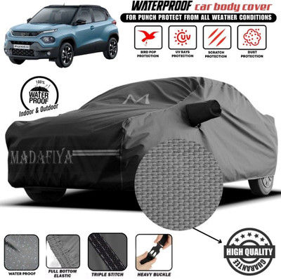 MADAFIYA Car Cover For Tata Punch (With Mirror Pockets)(Grey, Black, For 2021, 2022, 2023 Models)